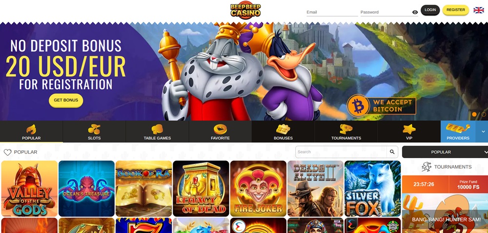 Beep Beep Casino homepage